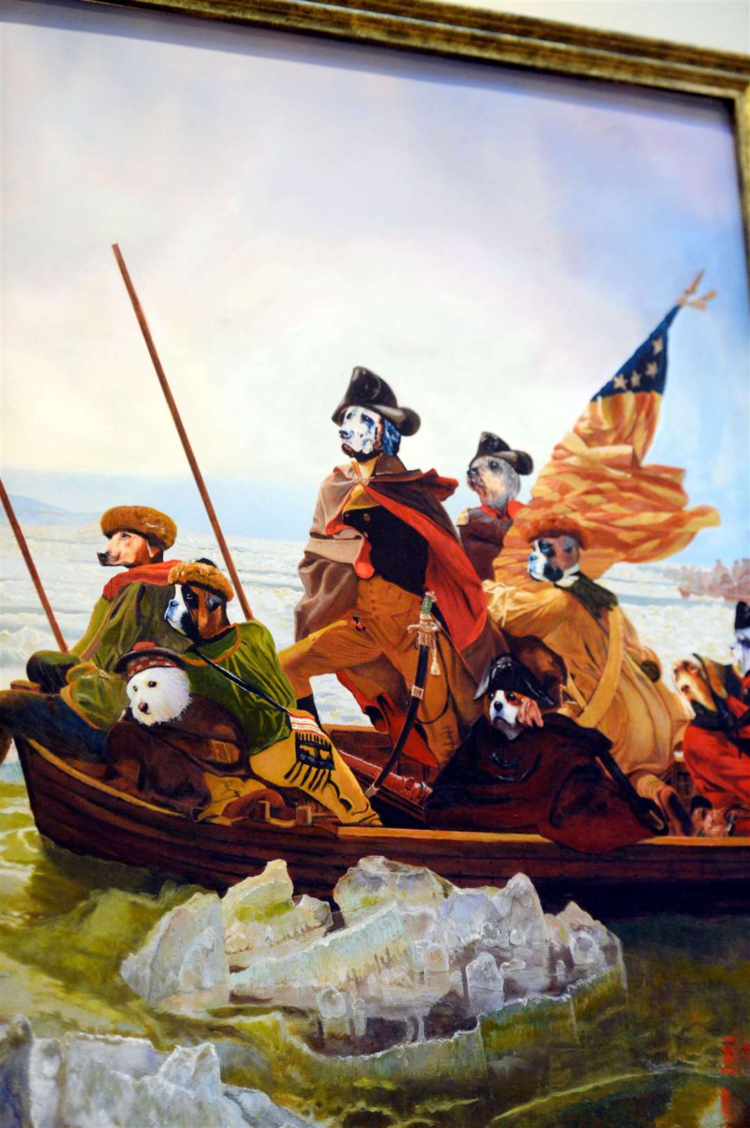 David Fallow is known for paintings substituting dogs for people as in his version of Washington Crossing the Delaware. Picture: Gary Anthony