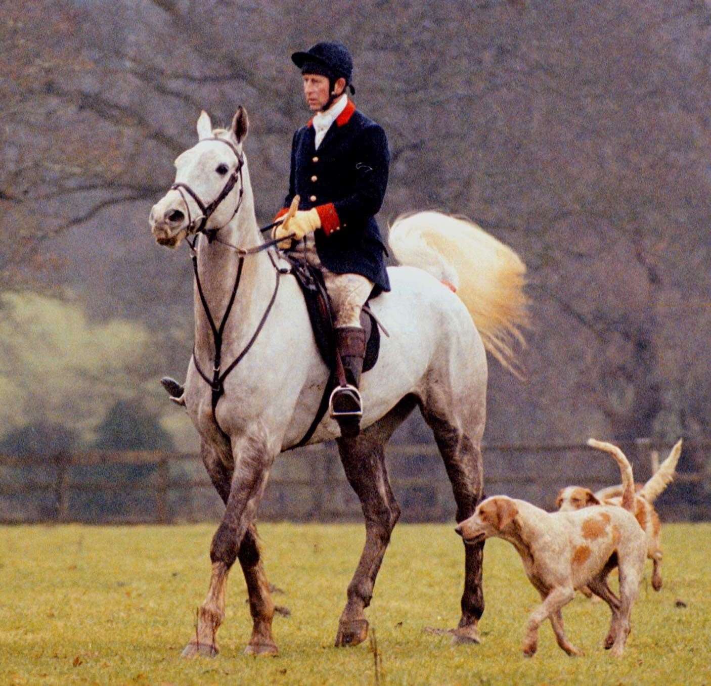 The prince hunting with the Duke of Beaufort Hounds close to his home at Tetbury, Gloucestershire (Barry Batchelor/PA)