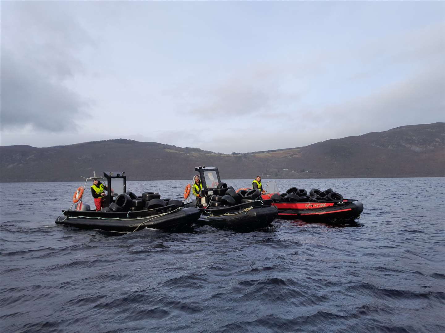 A three-day clear-up operation took place after tyres were dumped at Loch Ness.