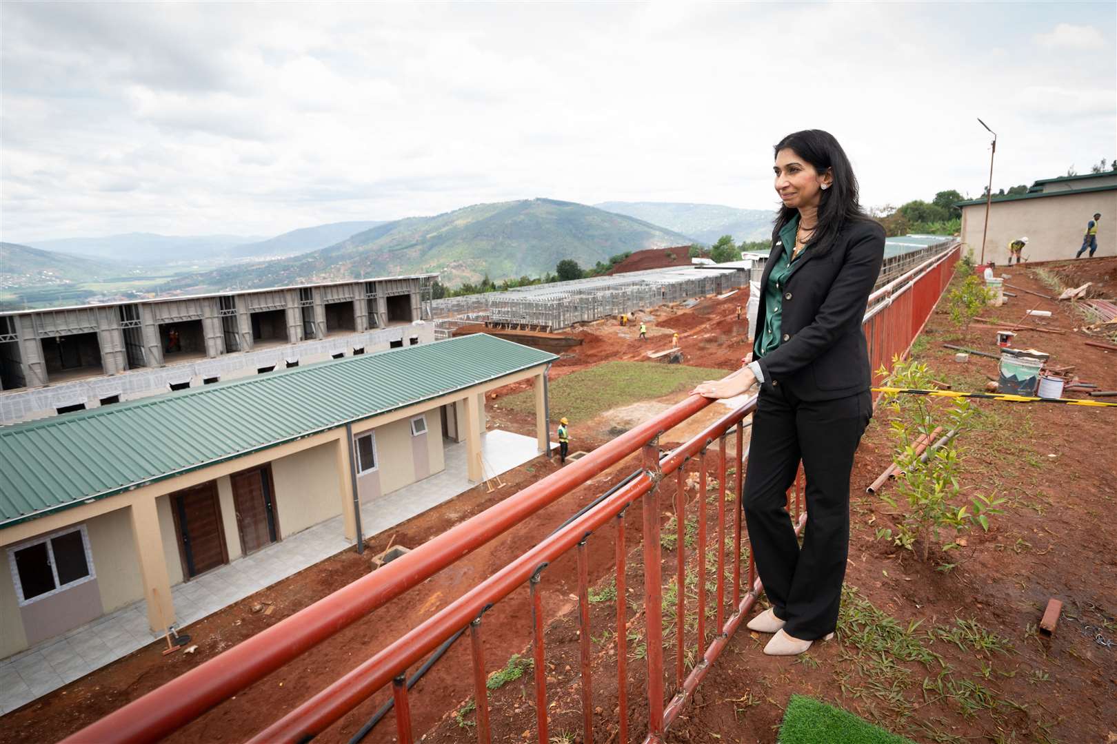 Home Secretary Suella Braverman toured a building site on the outskirts of Kigali during her March visit to Rwanda, to see houses that are being constructed that could eventually house deported migrants from the UK (Stefan Rousseau/PA)