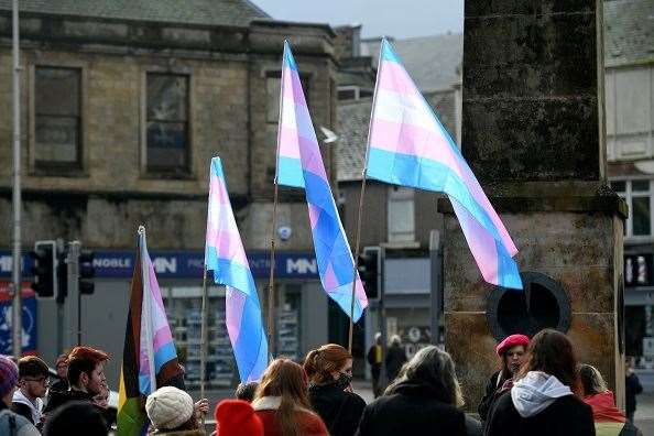 Transgender flags in Inverness city centre. Picture: James Mackenzie