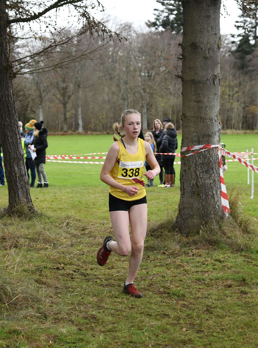 Katie Meek from Inverness Harriers close behind the lead in the Under 17 Womens race...North District Cross Country Championships at Gordonstoun...Picture: Beth Taylor..