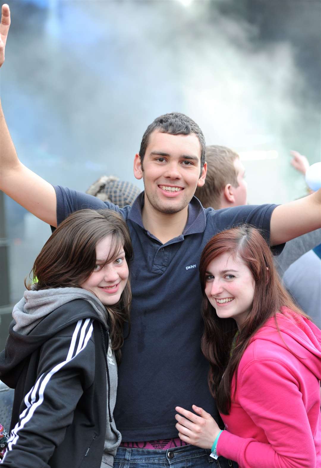 Jade Dolan (18), Ryan Haywood (17), and Kim Anderson (19) from Invergordon watching Annie Mac. Picture: Alison White
