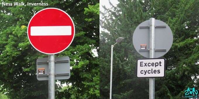 The Except Cycles sign has been turned round, and may confuse cyclists.