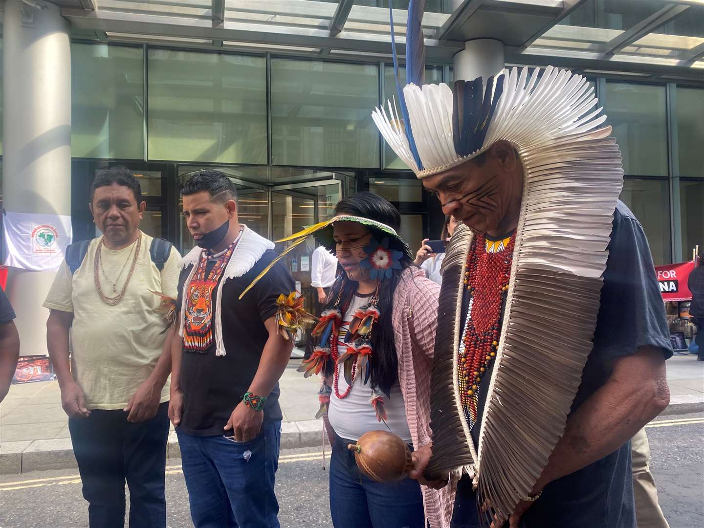 Indigenous communities protest outside the High Court in London (Matt Pover)