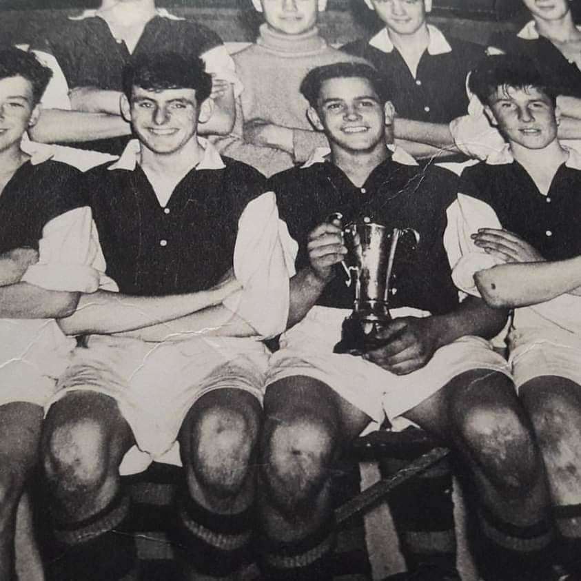 Ernie Latham (holding cup) in his juvenile team days with Clach Rangers.