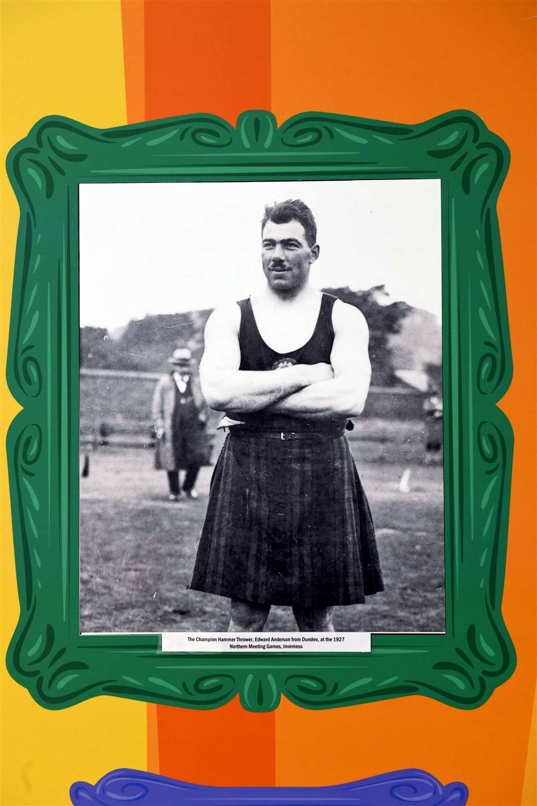 Champion hammer thrower, Edward Anderson from Dundee, at the 1927 Northern Meeting Games, Inverness.