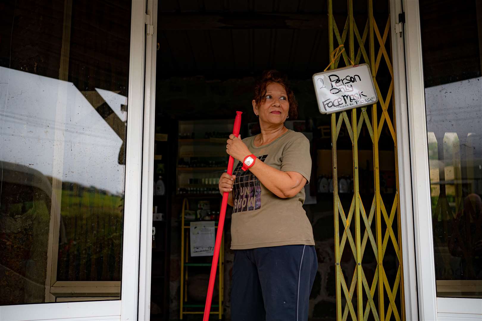 Essential oil producer Maryline Manczak waits outside her boutique for passing customers (Ben Birchall/PA)