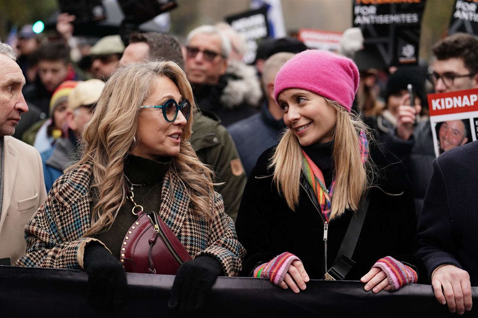 Former EastEnders actress Tracy-Ann Oberman, left, and Countdown’s Rachel Riley took part in the march (Jordan Pettitt/PA)