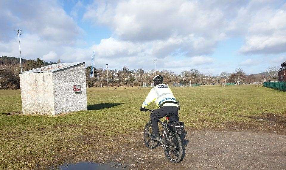 A police officer on a cycle during a recent patrol. Picture: Police Scotland