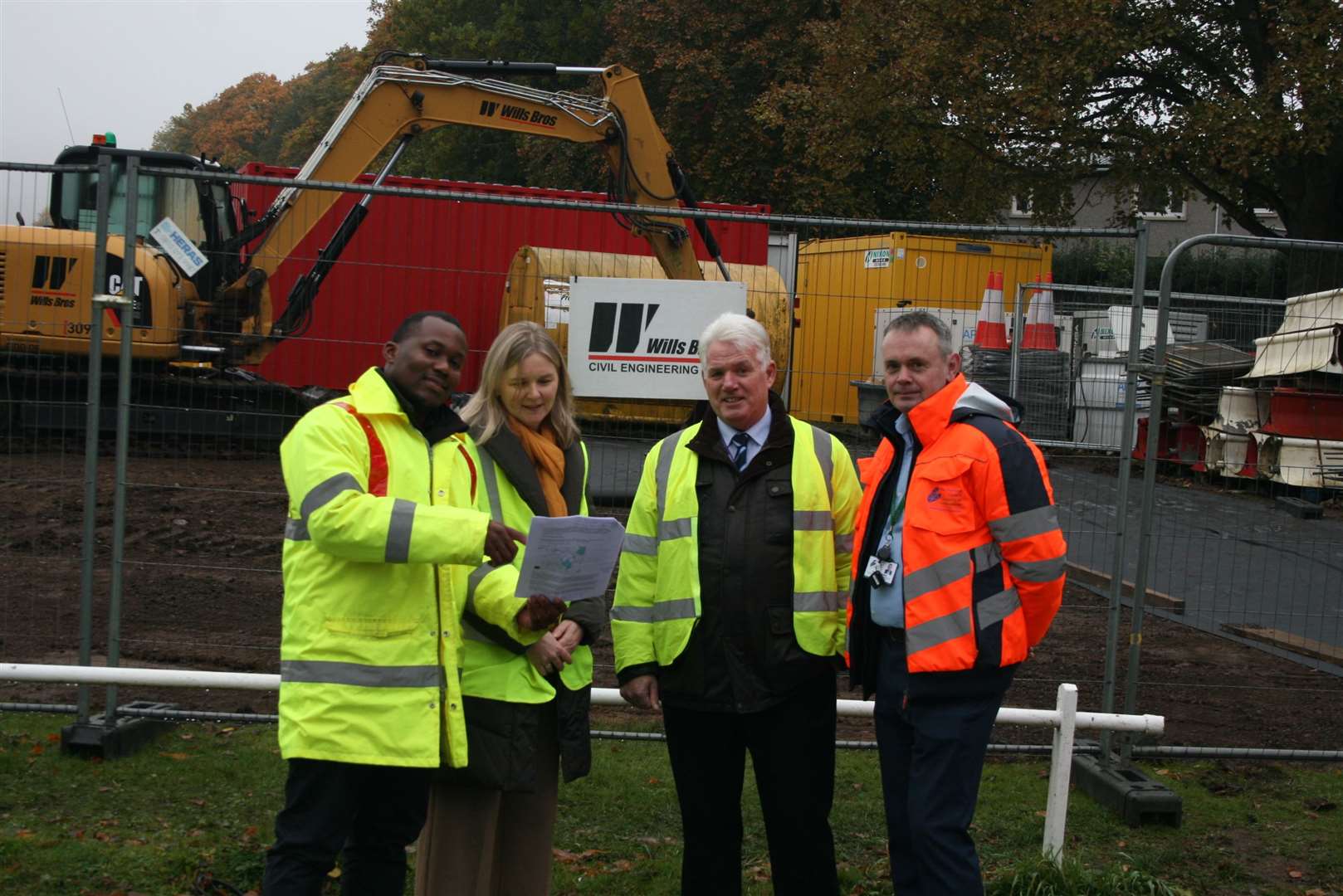Pictured during a visit along the Riverside Way route ahead of work starting next week are L to R – Clinton Odogun from Wills Bros Civil Engineering Ltd; Director at Sustrans Scotland, Karen McGregor; City Leader Cllr Brown; The Highland Council’s ECO for Infrastructure, Environment and Economy Malcolm MacLeod.