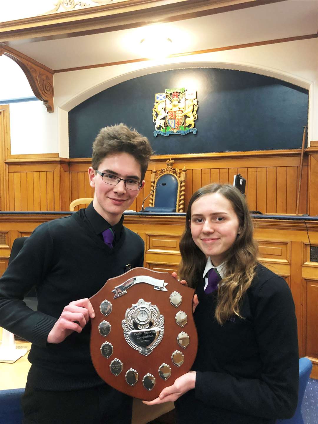 Harry Ratcliffe and Lauren Parsons with their trophy.