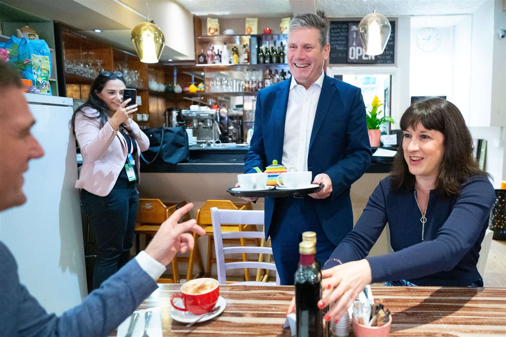 Labour Party leader Sir Keir Starmer, shadow chancellor Rachel Reeves and Hove MP Peter Kyle (Stefan Rousseau/PA)