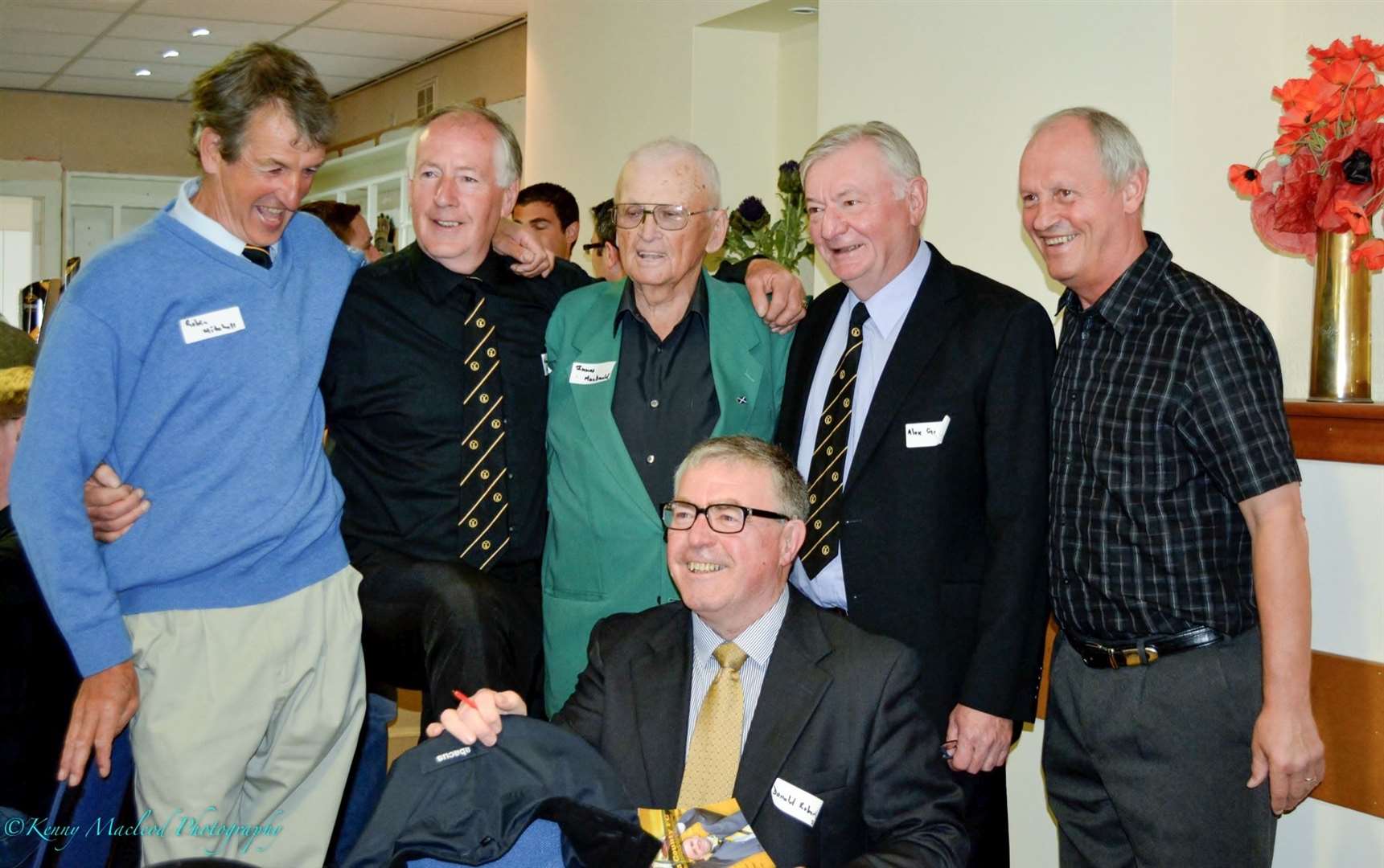 Stan Brown (right) with some of his fellow Nairn County legends of 1976, in 2014, Robin Mitchell, Norman Macdonald, the late Innes Macdonald, Alex Gordon and Donald Robertson.