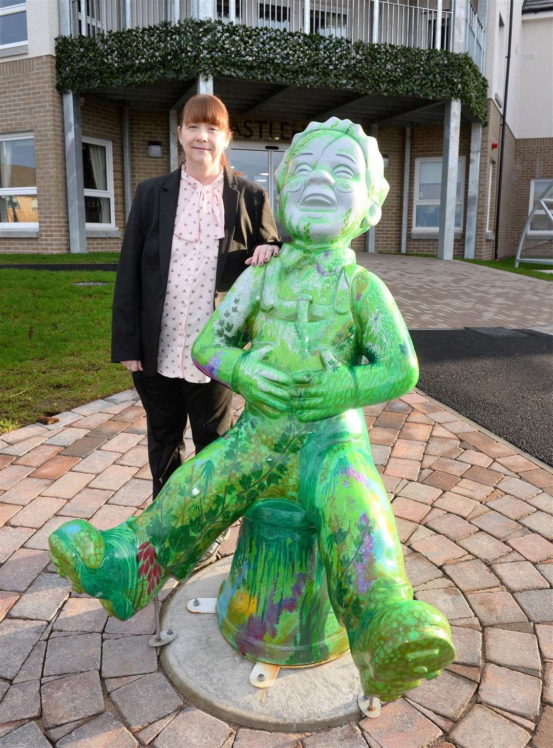 Manager Karen Breen with Oor Wullie at the entrance to the home. Picture: Gary Anthony