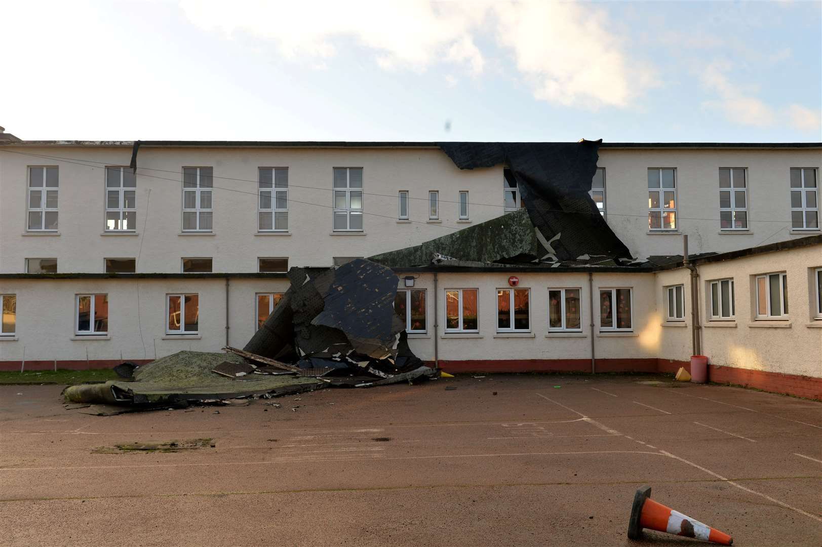 Wind Damage - Dalneigh Primary School roof.
