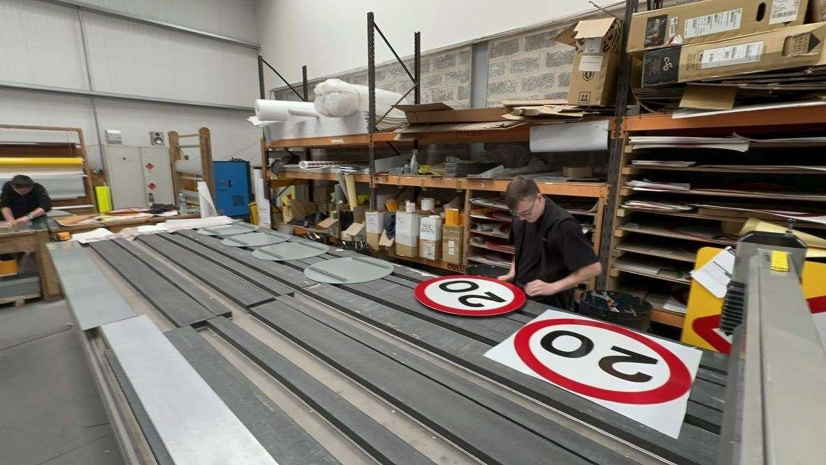 Road signs in the making.
