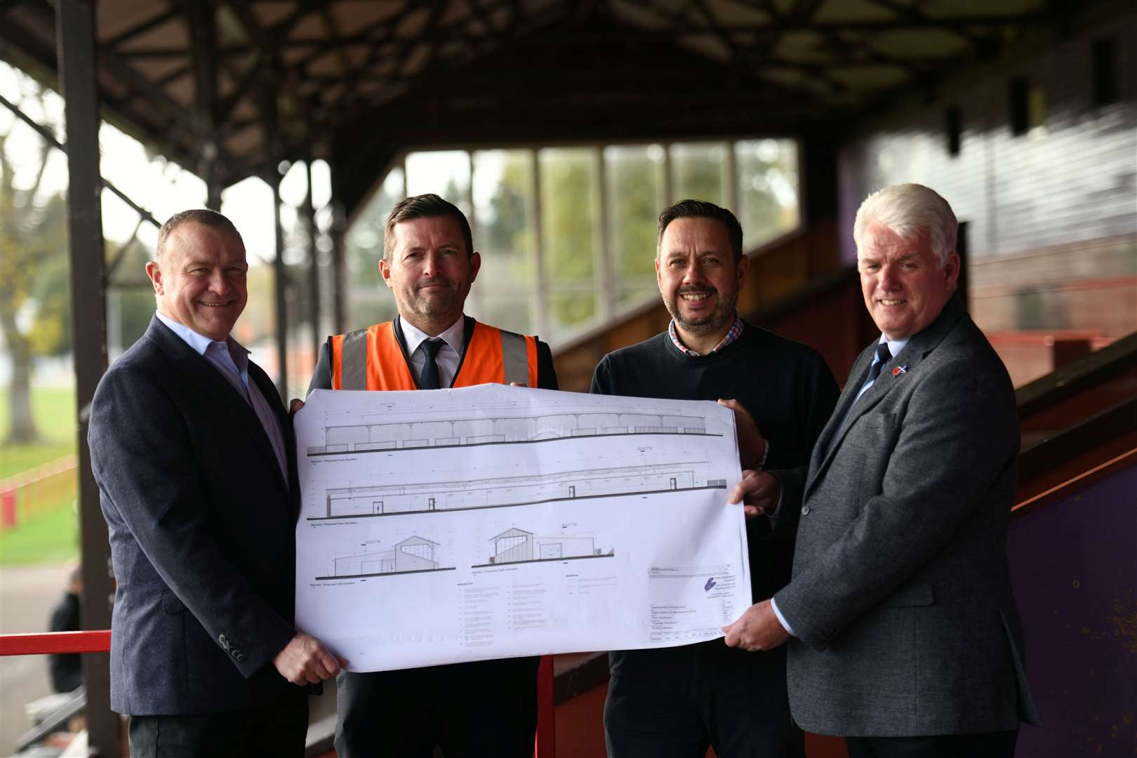 MP Drew Hendry, Michael Scanlan, Director, Clark Contracts; Jason Kelman, Principal Project Manager Highland Council and Inverness city leader Cllr Ian Brown.Picture: Callum Mackay..