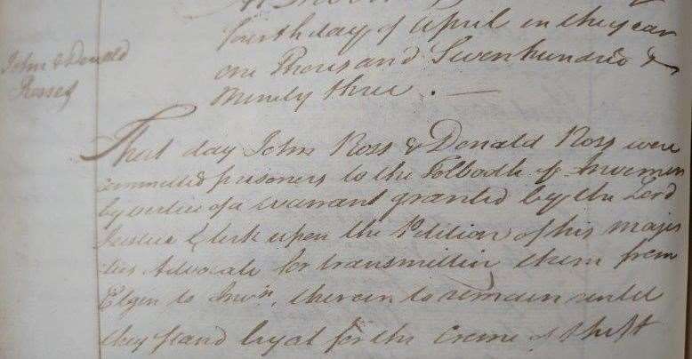 Details of the punishment of Donald and John Ross.