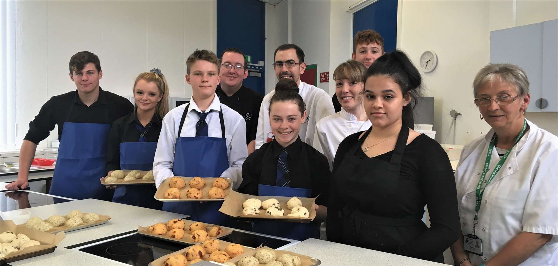 Nairn Academy pupils from the S4, 5 and 6 classes working with the Sun Dancer restaurant fully prepped and served the meal at a Gala Dinner, the launch of the Nairn Book & Arts Festival.