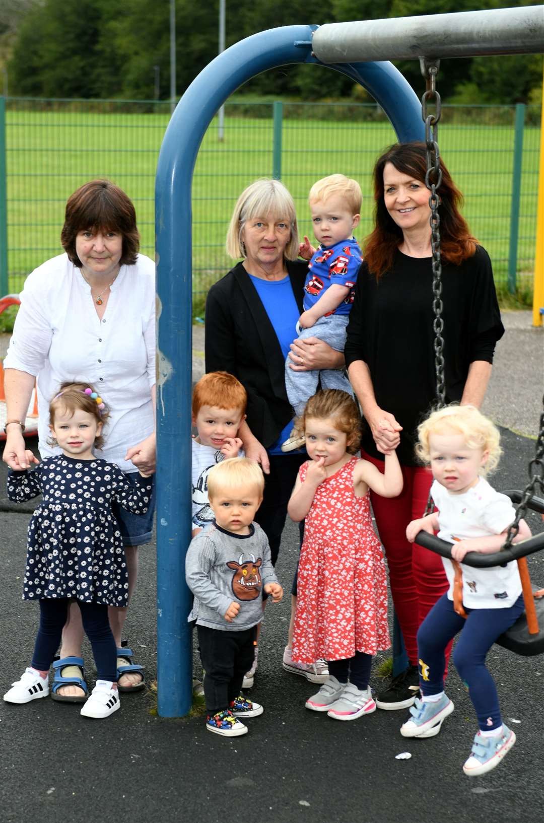 Sharon Gray from the local community with Corran Donaldson, Owen and Lyle Urquhart, Marie Maciver, Dalneigh Playpark Project, Kay Maclean, Emmie Macdonald, Liz Macintyre, Dalneigh Playpark Project and Aria Maclean. Picture: James Mackenzie.