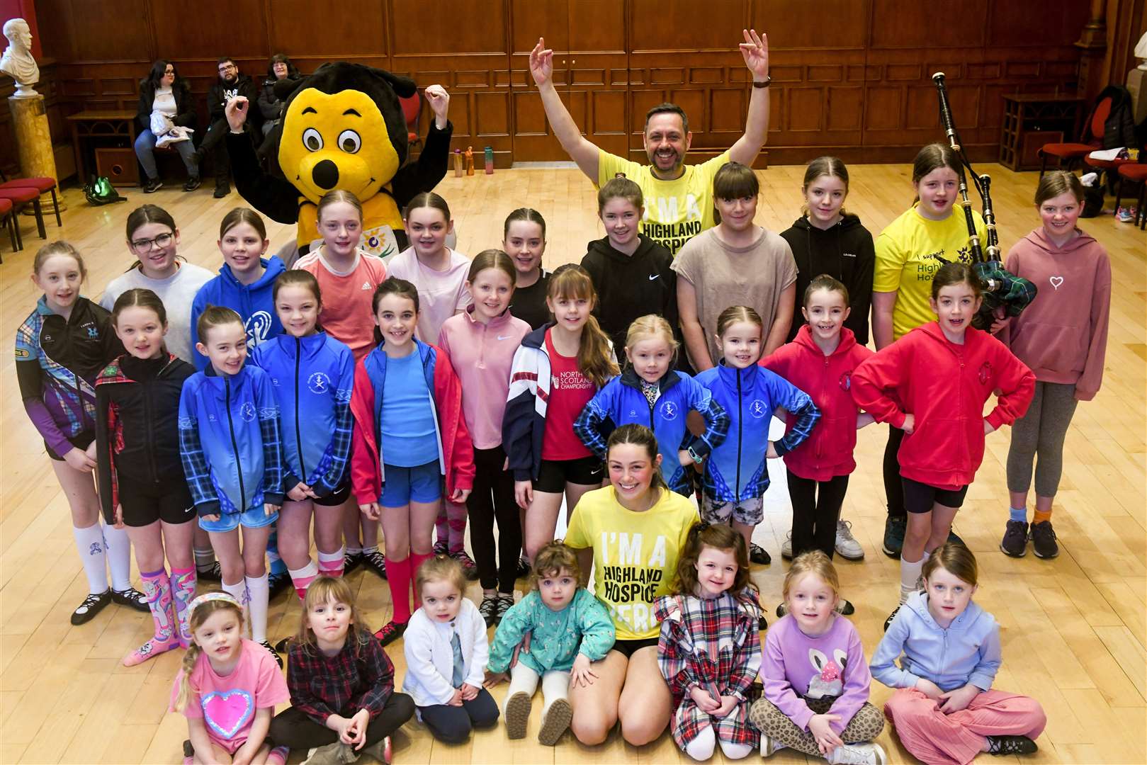 Some of the budding dancers with Jason and Lily Kelman, plus Bobby the Bee.
