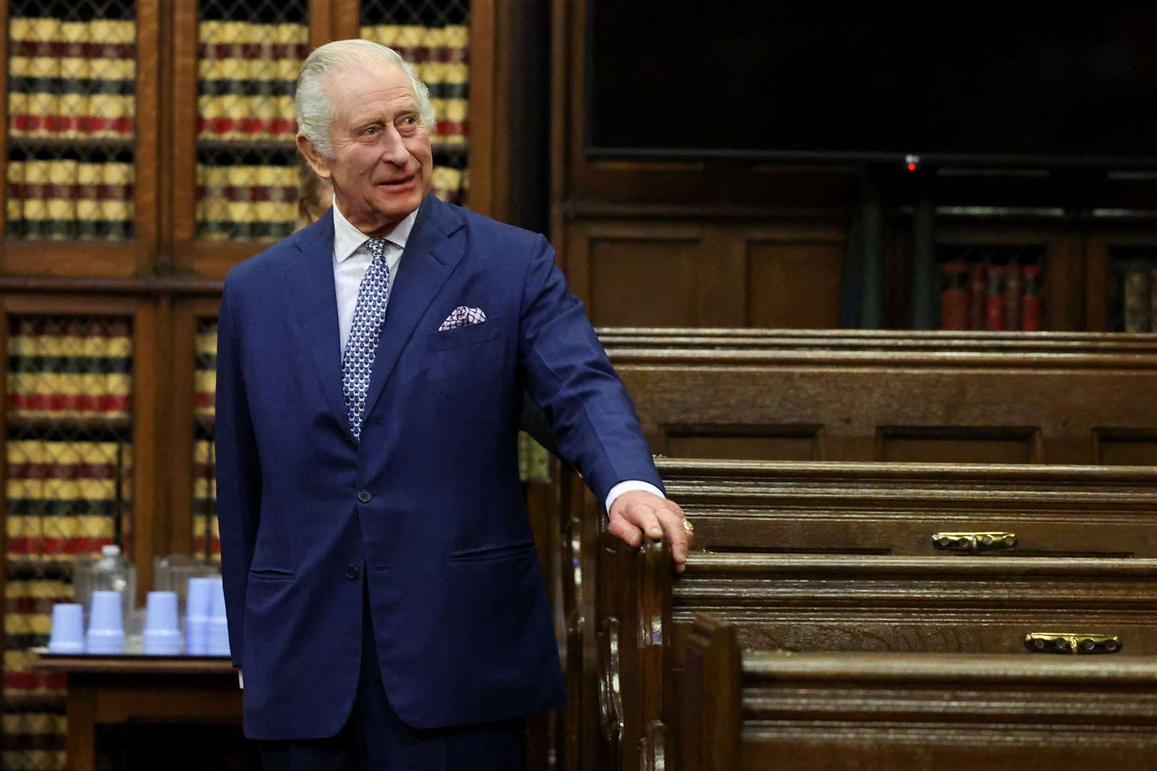 The King during a visit to the Royal Courts of Justice in December (Hannah McKay/PA)