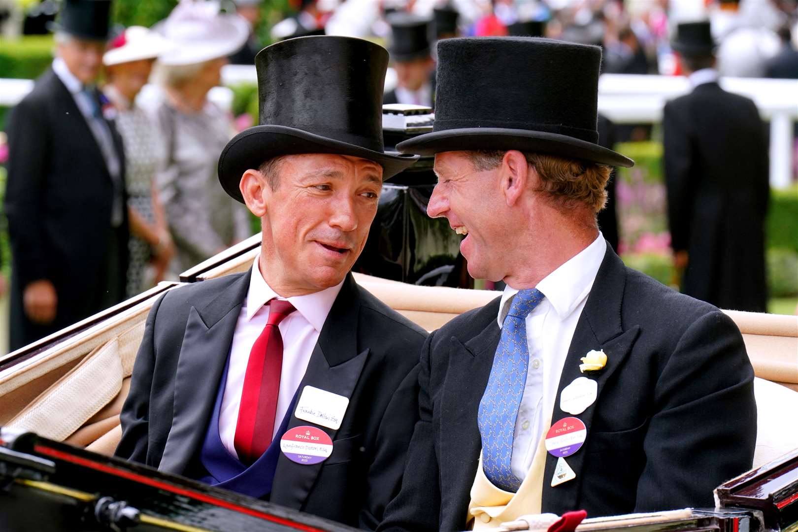 Frankie Dettori and Jamie Snowden arrive by carriage for day five of Royal Ascot (Jonathan Brady/PA)