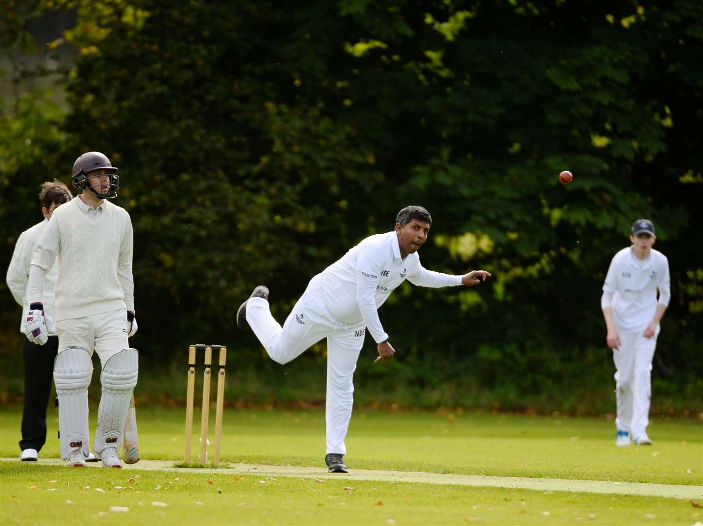 Cricket at Castle Leod..Ross County v Northern Counties..Nuwan Neshwara bowls for Counties..Picture: Gary Anthony..