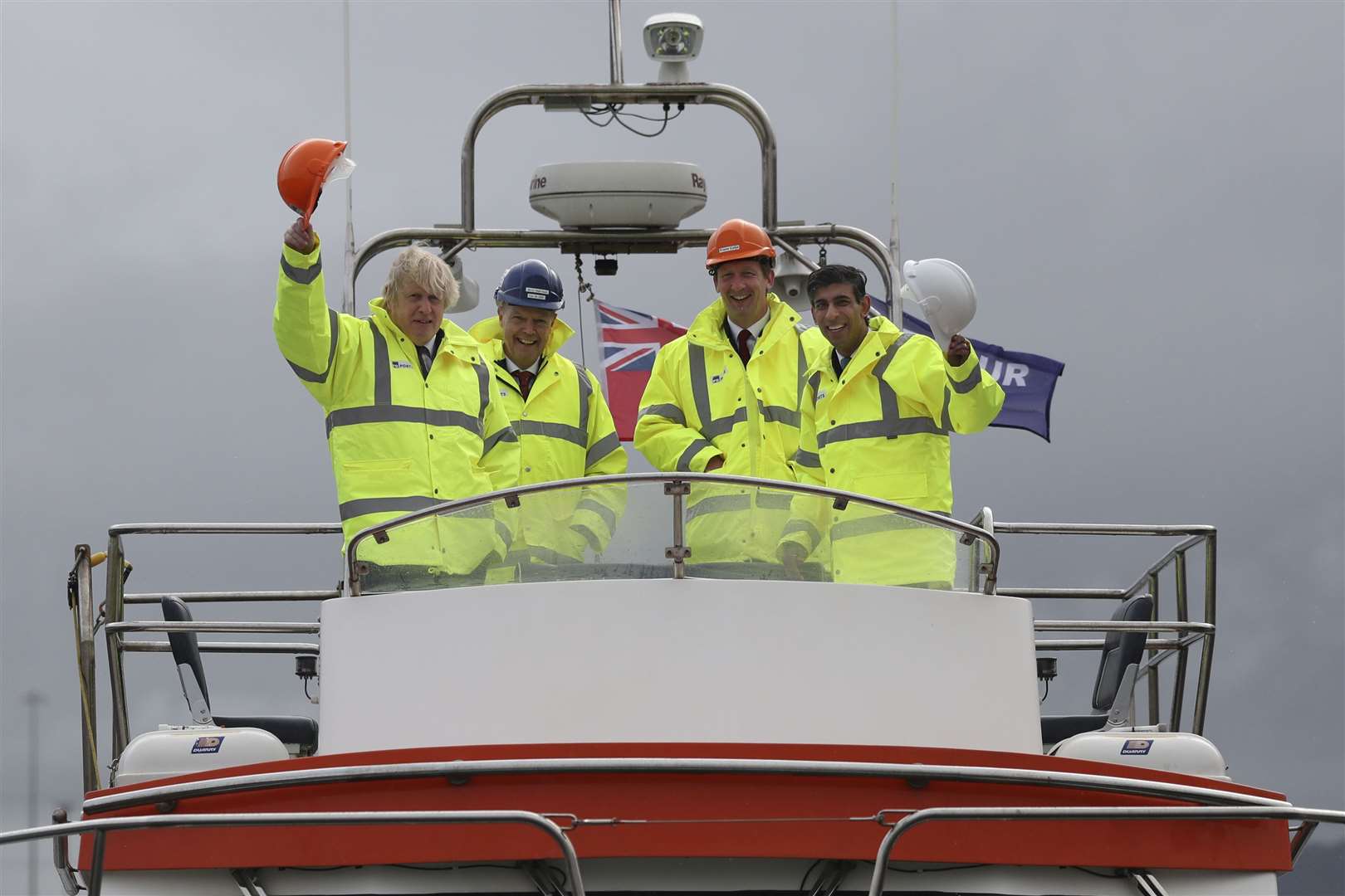 Boris Johnson and Rishi Sunak visited prospective free port Teesport, Middlesbrough, in March (Scott Heppell/PA)