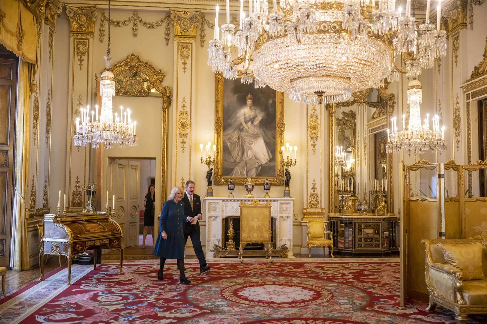 The Queen Consort arrives to present Mikhail Baryshnikov with his honour (Paul Grover/Daily Telegraph/PA)