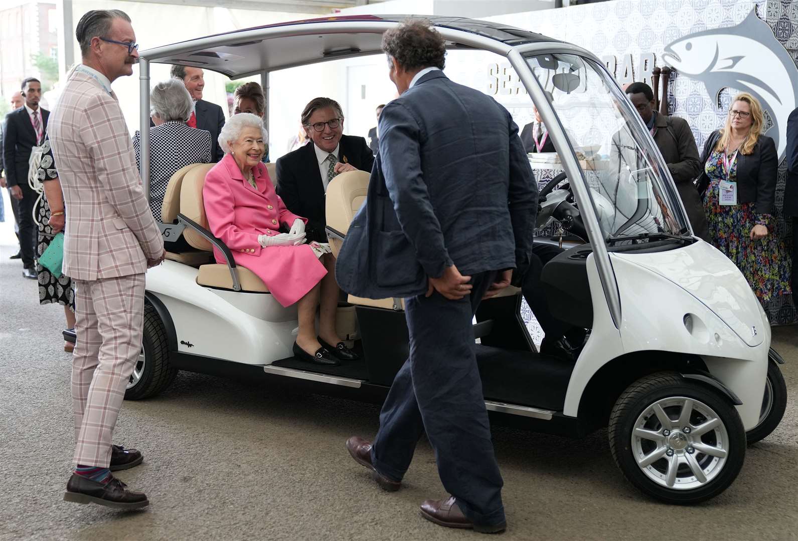 The Queen in a buggy at the Chelsea Flower Show (James Whatling/PA)