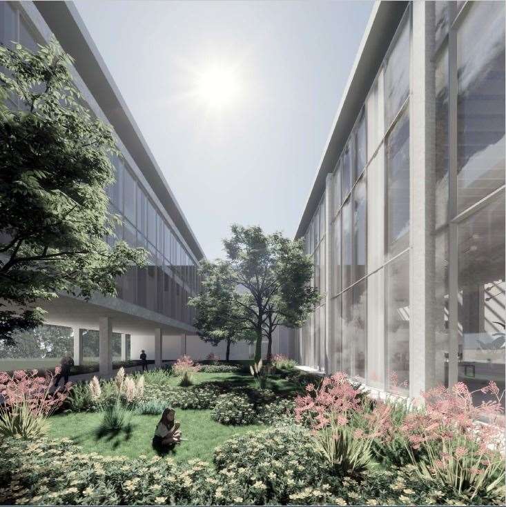 An artist's impression of the new Nairn Academy courtyard.