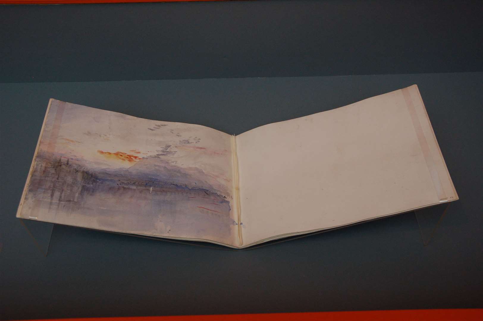 A rare survivor, one of Turner’s sketch books, complete, open display in the KKL, Luzern.