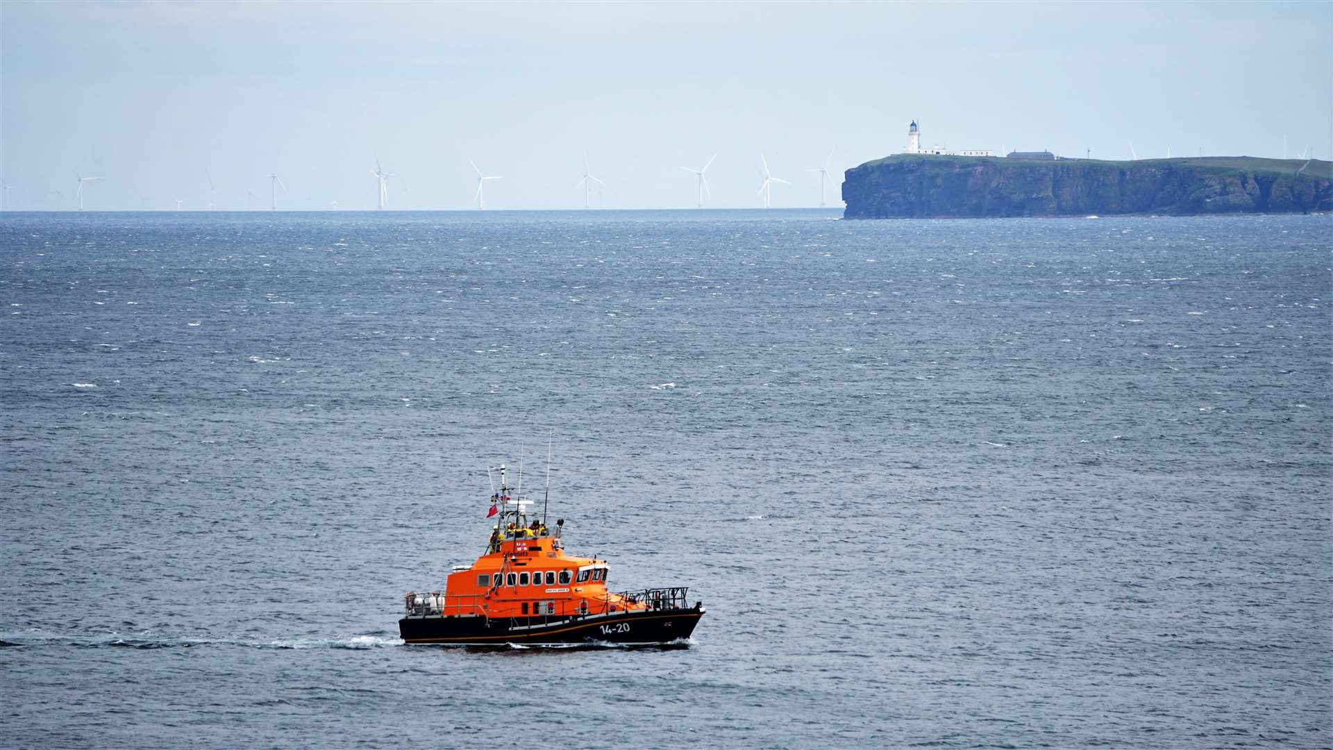 Wick lifeboat was seen searching in Sinclair's Bay on Sunday afternoon for the missing person. Picture: DGS
