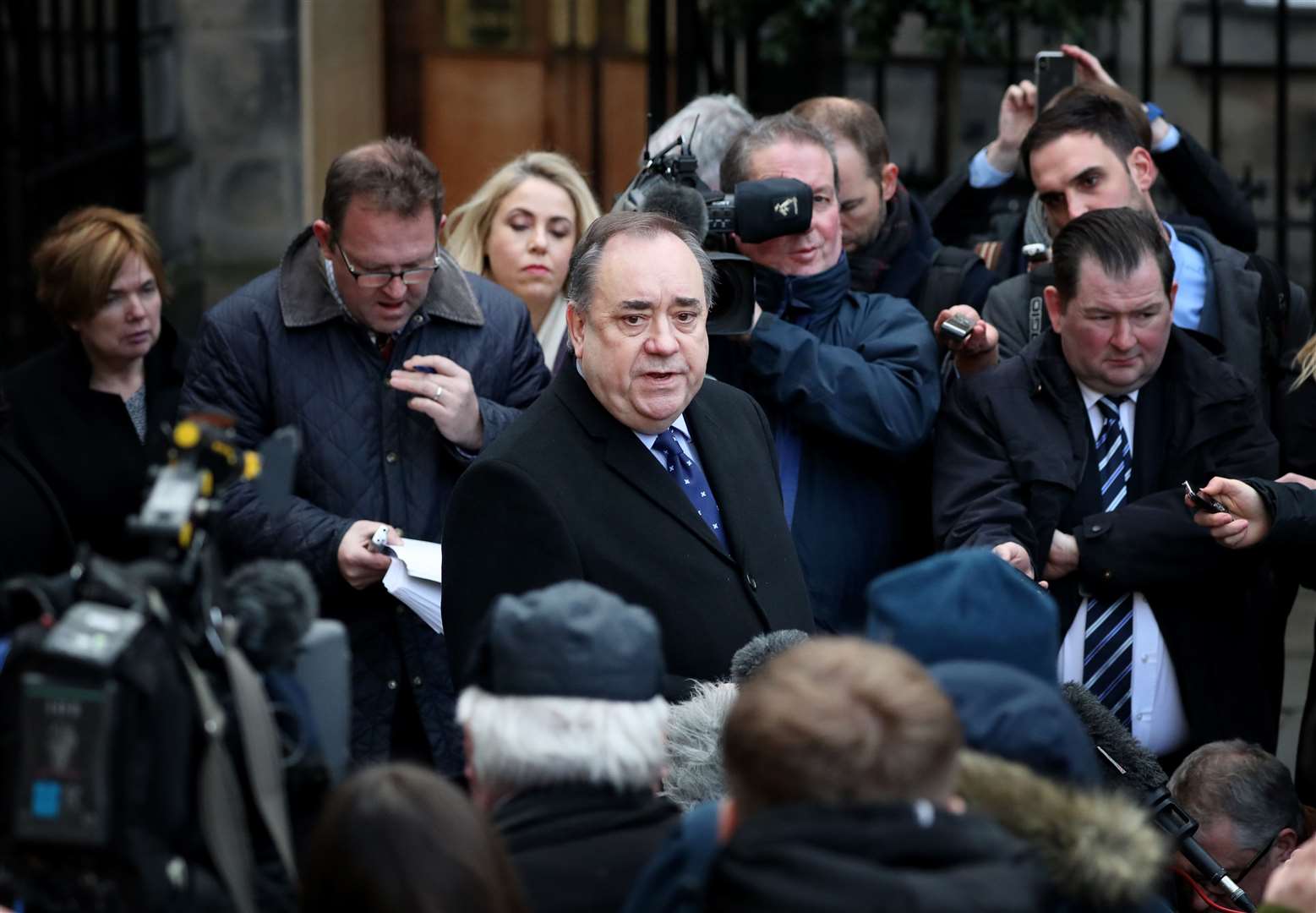 Alex Salmond speaking outside the Court of Session in Edinburgh after it ruled the Scottish Government acted unlawfully regarding sexual harassment complaints against him (Jane Barlow/PA)