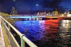 The Tricolore lighting up the waters of the River Ness earlier this evening.