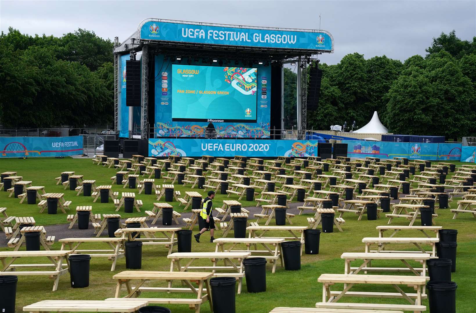 Up to 6,000 people a day can attend the fan zone on Glasgow Green (Andrew Milligan/PA)
