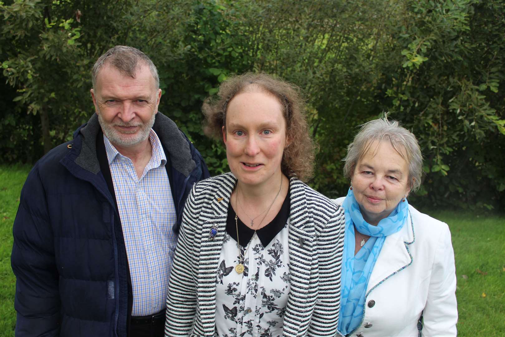 Mary Dormer (centre) and Highland councillors Alasdair Christie and Trish Robertson.
