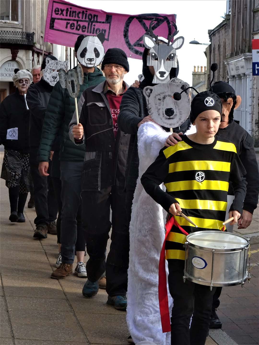 Extinction Rebellion supporters marched through Nairn at the weekend.