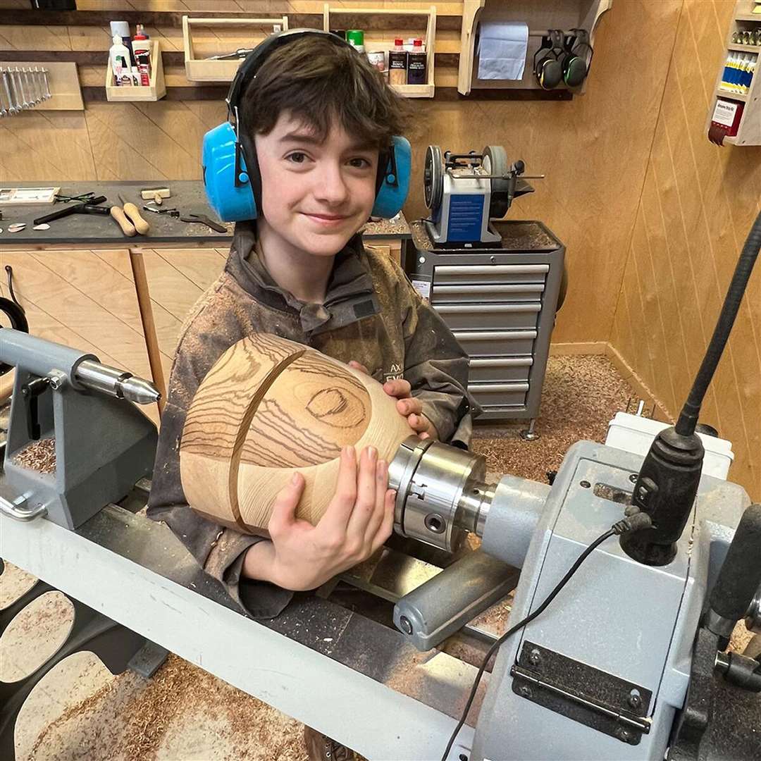 Gabriel, who taught himself woodwork and honed his craft since aged four, spent 10 hours creating the Hope Bowl (Save The Children)