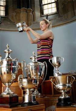 Eden Court's Jenny MacDonald with some of the silverware awarded to competitors at last year's Mod.