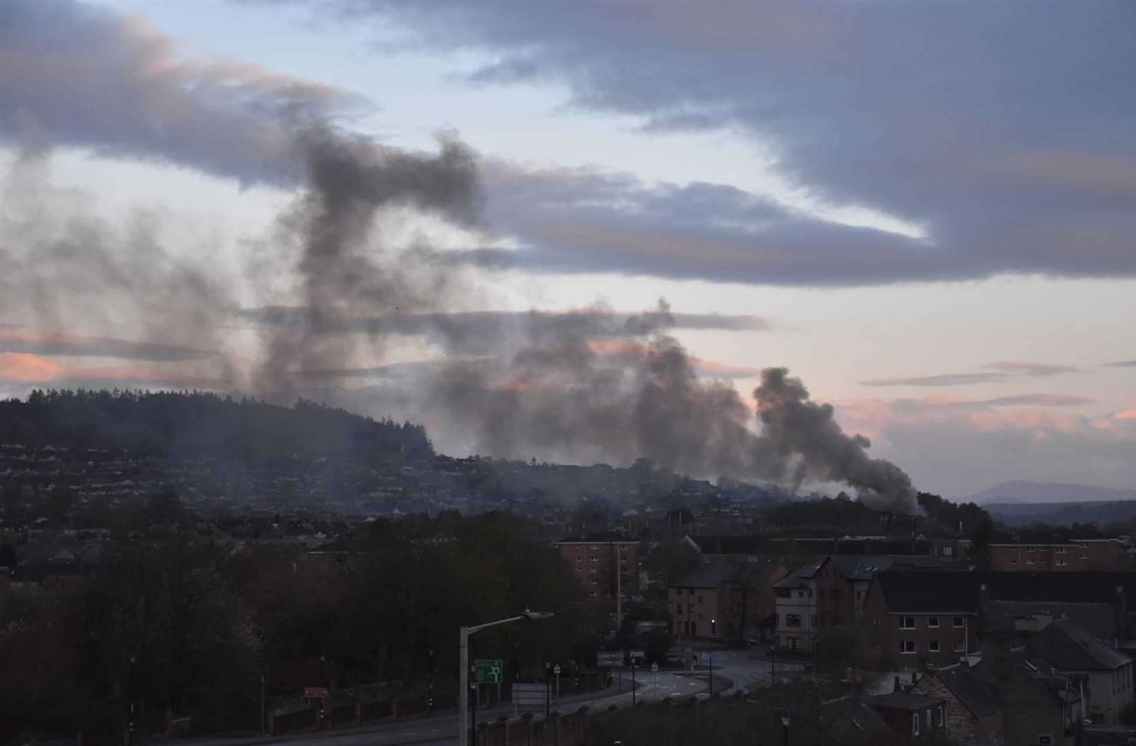 Courier reader Chris Corbett's photo of the fire from the top of the multi-storey car park at Rose Street.
