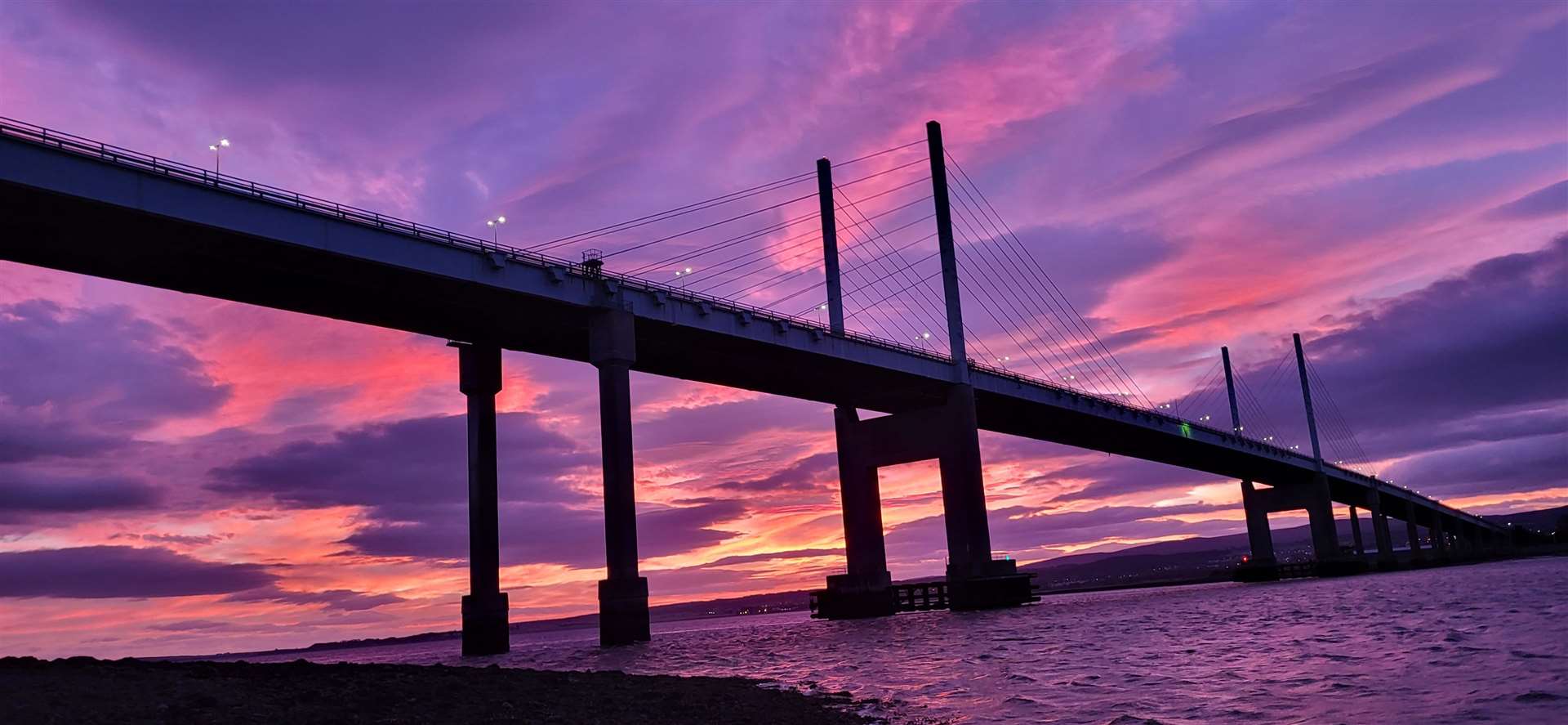 Colourful skies over the Kessock Bridge. Picture: Mark Campbell, Maryburgh