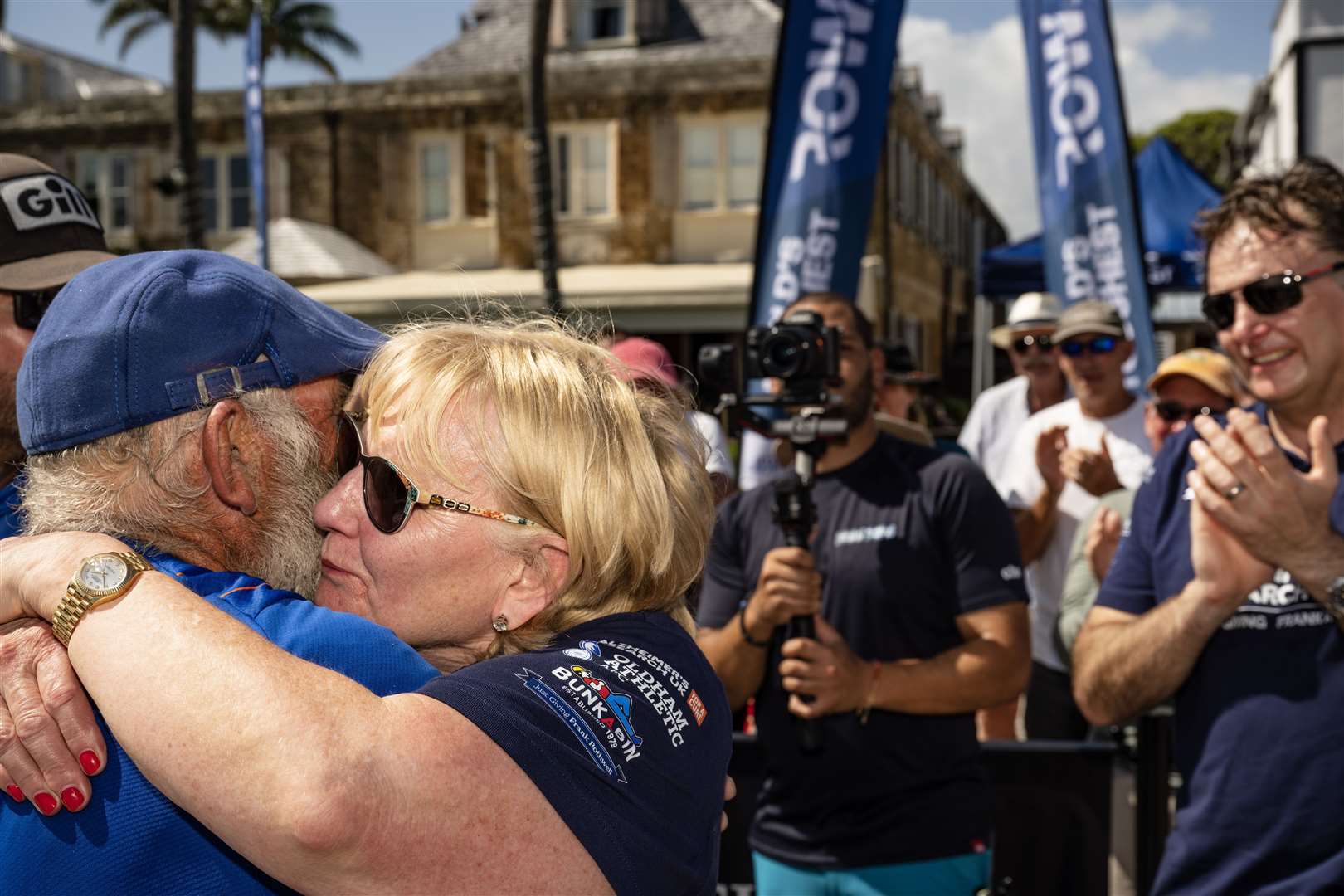 Frank Rothwell reunited with his wife Judith in Antigua on Thursday after spending 64 days at sea (World’s Toughest Row/PA)