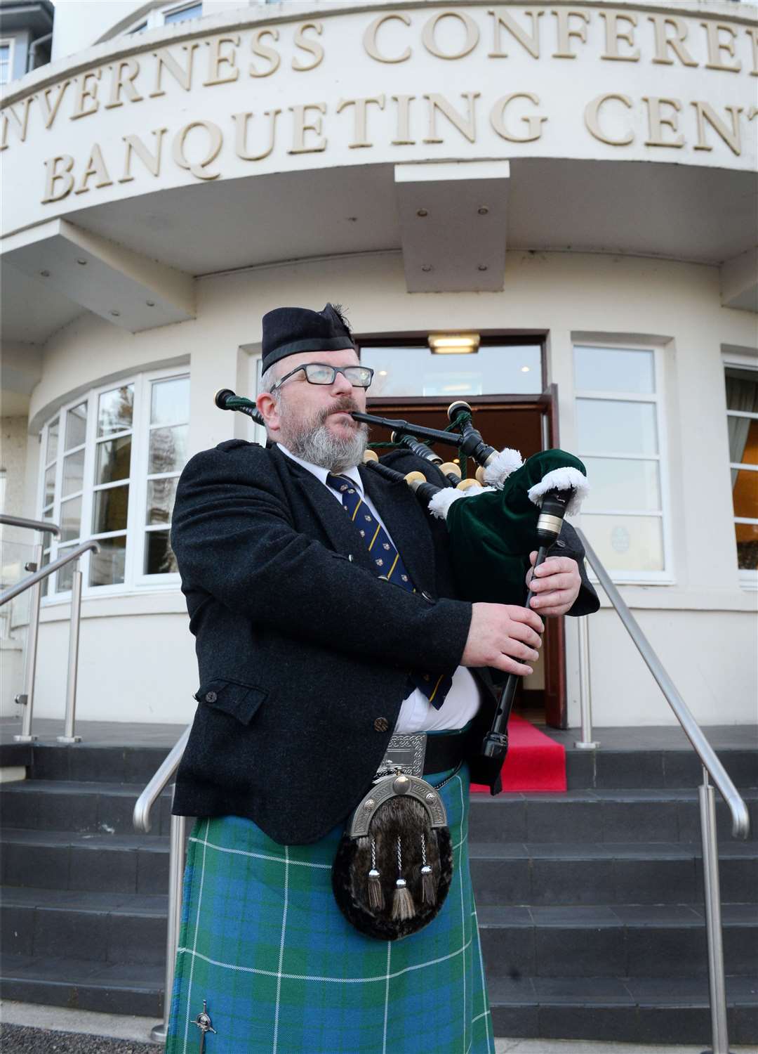 Highland welcome from piper Iain Hamilton. Picture Gary Anthony.
