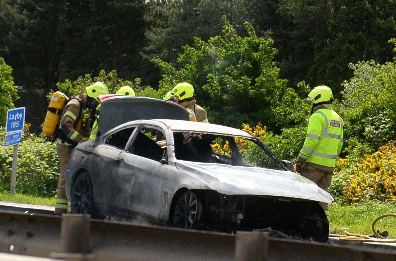 Car burnt out on A9 half mile from Longman Roundabout..