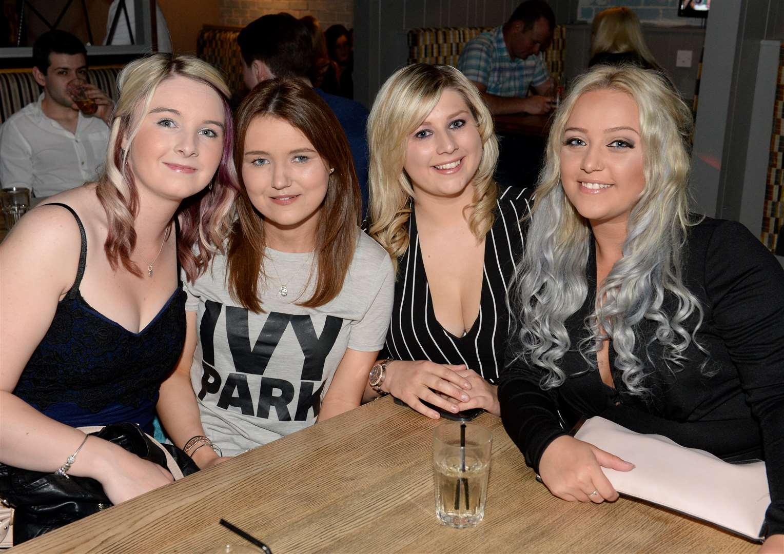Shannen Blackley, Sarah MacInnes, Kayleigh Findley and Carly Young party at Auctioneers. Picture: Gary Anthony. Image No.033756.
