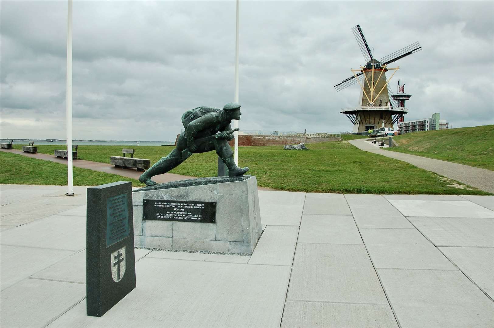 The Commando statue and the windmill, Vlissingen