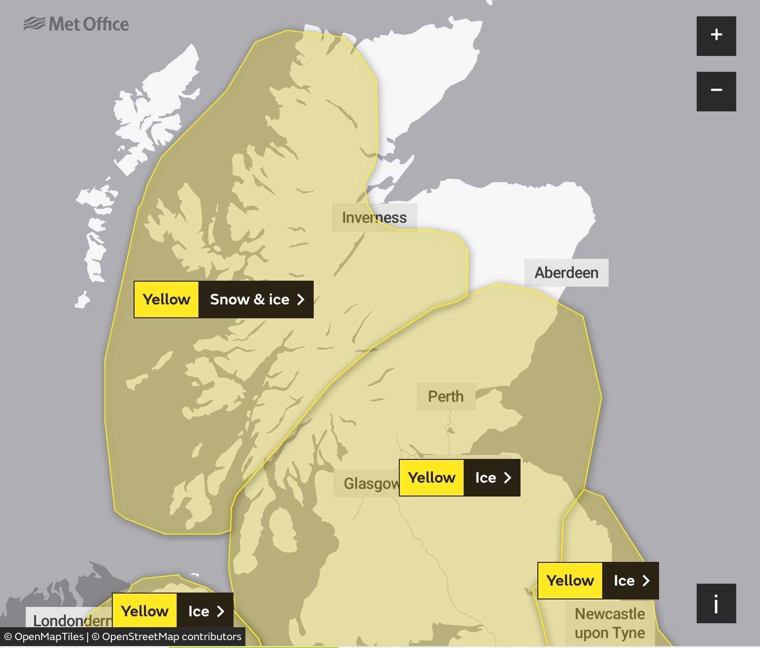 Warnings have been issued for Scotland and elsewhere.